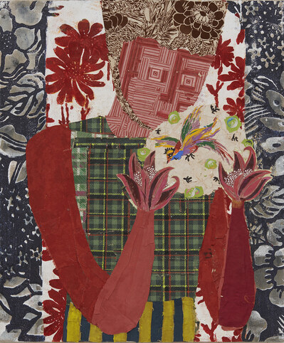 Jessica Weiss Recent Paintings Silkscreen, fabric, wallpaper and acrylic on burlap