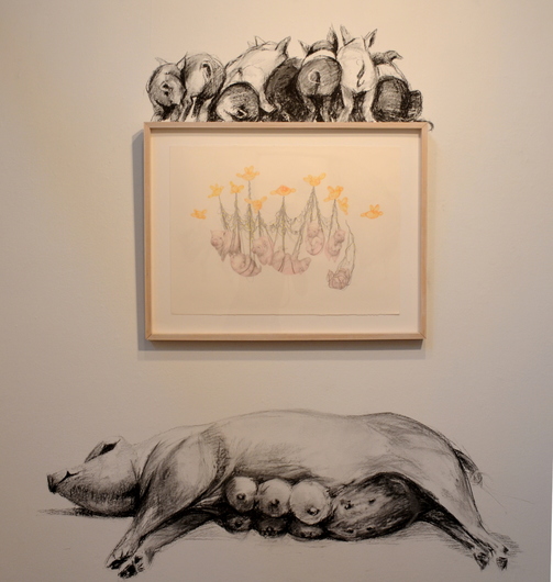 Jillian Dickson  Color Pencil, Gouache, Charcoal Drawings: "ETHICAL FARMING" 2010 - Present 