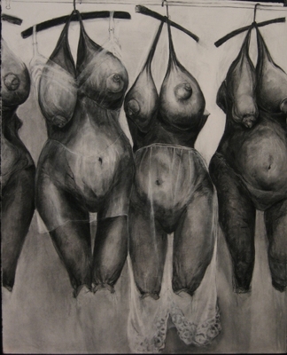 Jillian Dickson  Charcoal Drawings: "PLASTIC NAZIISM" Charcoal and Wash on Paper