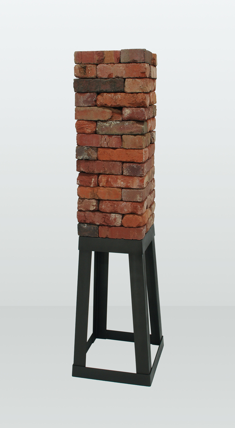  2024 NCECA artist talk: Harnett Museum 5'3" stack of brick from prison walls and steel