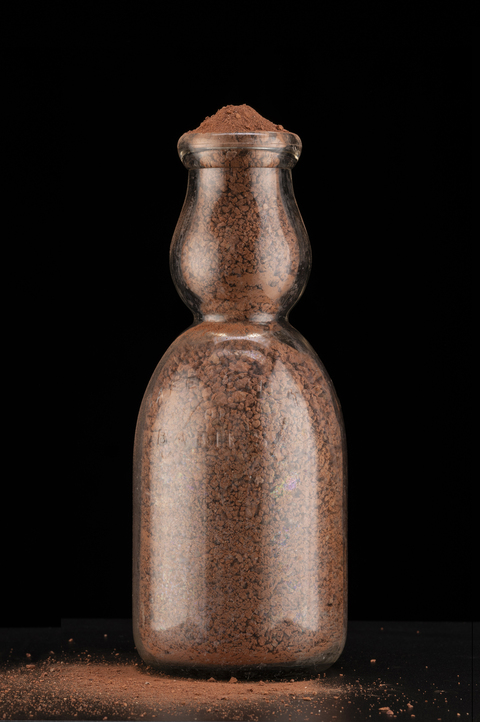  2024 NCECA artist talk: Harnett Museum 1917 antique glass milk jar and crushed prison brick 