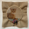  STRINGS ATTACHED  Wooden embroidery hoop, burlap, digital photo