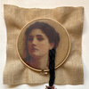  STRINGS ATTACHED  Wooden embroidery hoop, burlap, digital photo