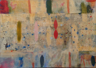 Joan K. Russell GRID mixed media on canvas