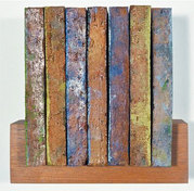 Jodie Manasevit Bricks 1991-93 Oil on paving stones on wood shelf