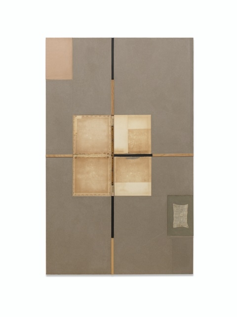 John Fraser  Mixed-Media Collage on Wood Panel Construction, with Found Rule