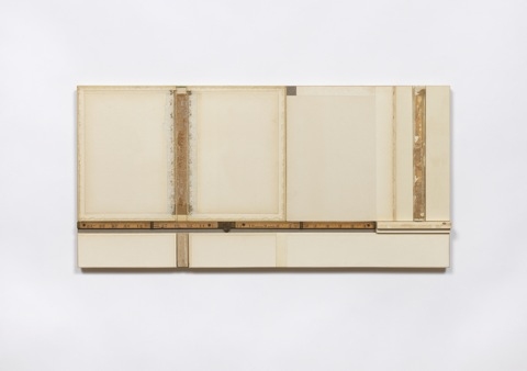 John Fraser  Mixed-Media Collage on Wood Panel Construction, with Found Rule