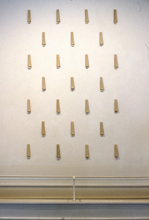 John Fraser  "Rain" (1996), Starched/Folded Linen Shirt Collars, Bottom Tabs, Aluminum Clips, Velcro
