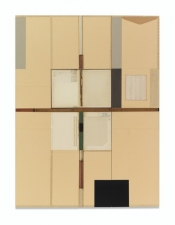 John Fraser work in relief Graphite, Acrylic, and M/M Collage on Wood Panel Construction, with Found Object/s