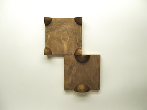 John Fraser sculpture/assemblage Stain & Wax on 2-part Wood Construction