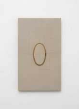 John Fraser work in relief Acrylic, Graphite Wash, Paper Collage, on Wood Relief Panel Construction, with Found Object