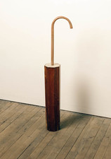 John Fraser sculpture/assemblage Paper Collage & Wax on Found Piano Leg & Walking Cane