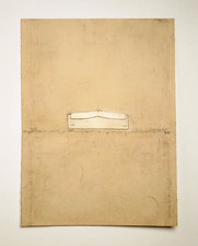 John Fraser misc. collage Graphite, Soft Pastel, Varnish on Folded Paper, Mounted to Paper, w/ Inlaid Linen Cuff