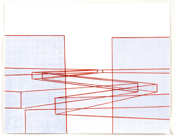 John Hawke drawing archive acrylic and graph paper on paper