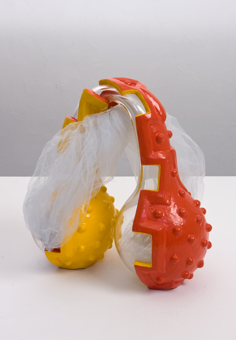 John Newman  Sculpture - 2009-2014 blown glass, tulle, mutex, cast acrylic, enamel paint