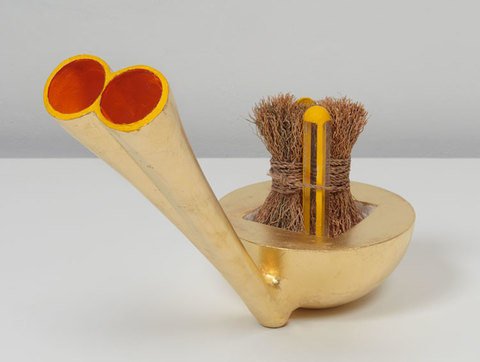 John Newman  Spoonfuls Exhibit, 2016 straw, shell, cast acrylic, plexiglass, wood, pâpier maché, Japanese paper, aqua resin, gold leaf, acrylic paint
