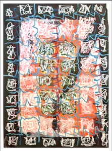 John T Adams Asemic Borders ink, acrylic paint and oil pastels