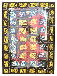 John T Adams Asemic Borders ink, acrylic paint and oil pastels