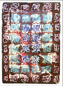 John T Adams Asemic Borders ink, acrylic paint and oil pastels