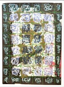 John T Adams Asemic Borders ink, acrylic paint and oil pastels