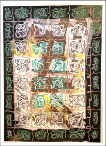 John T Adams Oil Pastels - "Asemic Borders" ink, acrylic paint and oil pastels