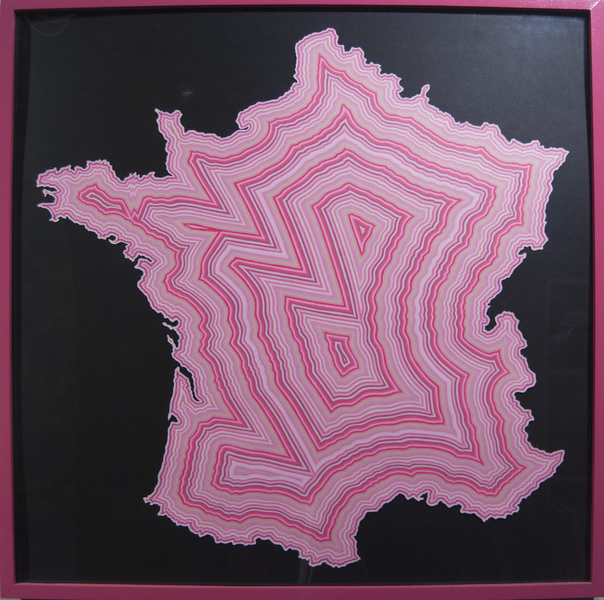 John Weston Pardon My French Acrylic on Cut Paper with artist's frame