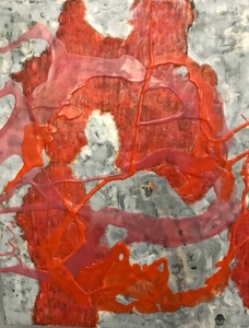JOY J. ROTBLATT 2021 Exhibitions Mixed Media with Encaustic and a Encaustic Pour on Cradled Wooden Panel