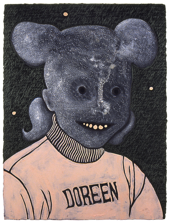 JUDITH PAGE The Mouseketeers in Iraq (2004) Acrylic, gesso, Tar Gel, graphite on Arches.