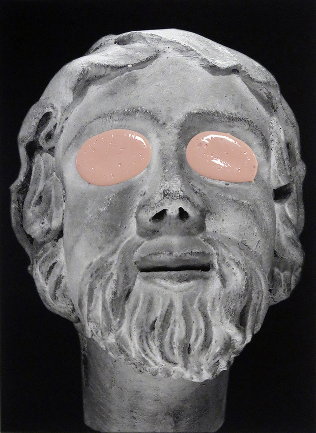 JUDITH PAGE  I Have Seen Too Much, Wipe My Eyes Away (Temple Heads) Tar Gel, acrylic, archival pigment print on rag paper.