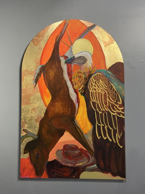 Karsen (Karen) Heagle HEKATE'S GROVE Acrylic, ink, gold and copper leaf on panel