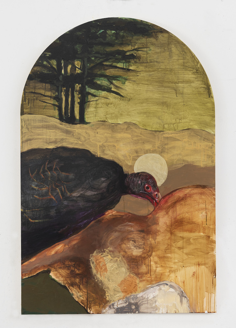 Karsen (Karen) Heagle HEKATE'S GROVE Acrylic, gold and copper leaf on shaped wood panel