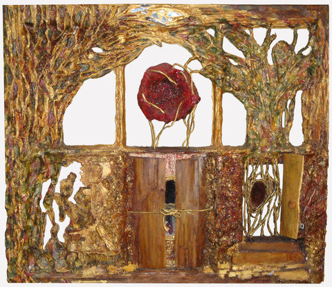 Life Cycle Assemblage/Sculpture mixed media with window pane substrate