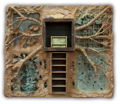 In Every Season Assemblage/Sculpture mixed media with window pane substrate