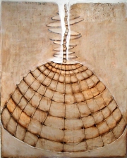KATHY FEIGHERY Dress Series  oil and sisal on panel
