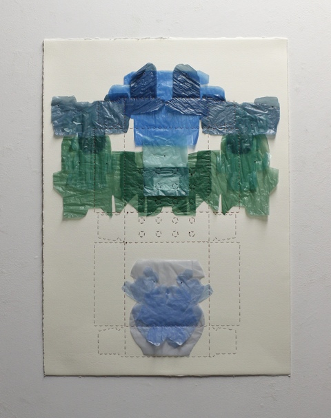 Katherine Powers Stitched Collage plastic stitched on paper