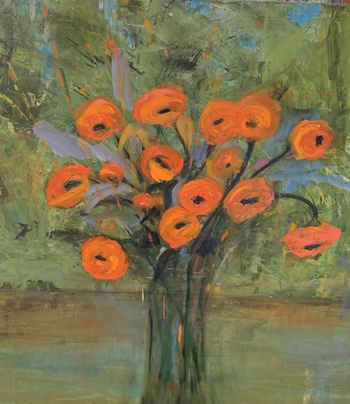 Kathy Cotter FLORALS OIL on BOARD
