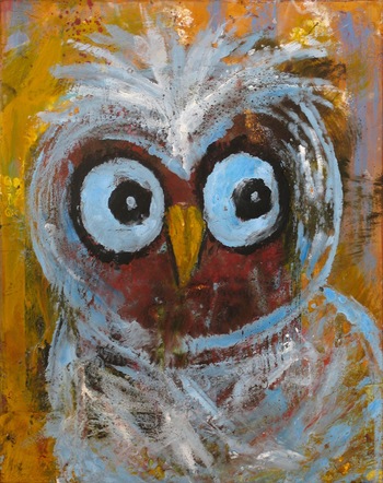 Kathy Cotter OWLS encaustic