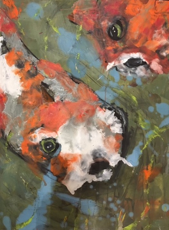 Kathy Cotter FISH Oil and wax on board