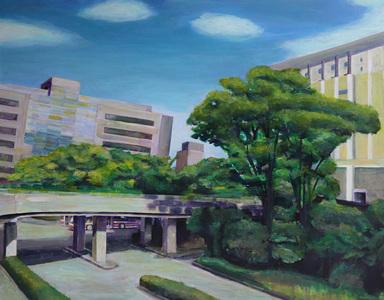 Keisuke Eguchi Painting Cityscape acrylic on canvas