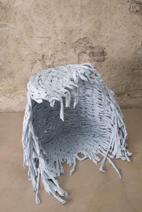 Kelcy Chase Folsom Archive woven papier-mâché 'laundry basket', latex paint