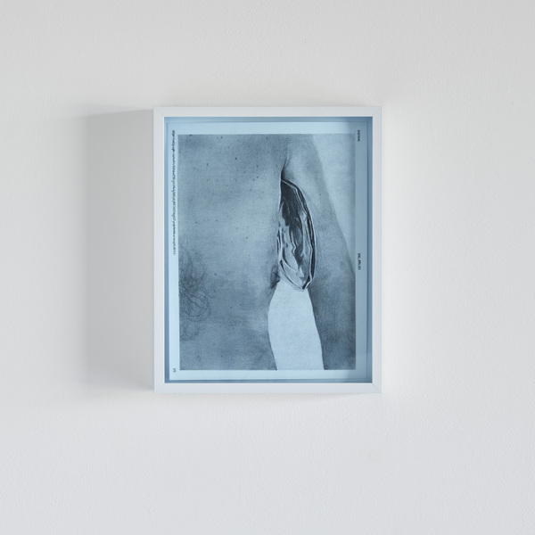 Kelcy Chase Folsom New Work graphite on paper, framed with blue glass