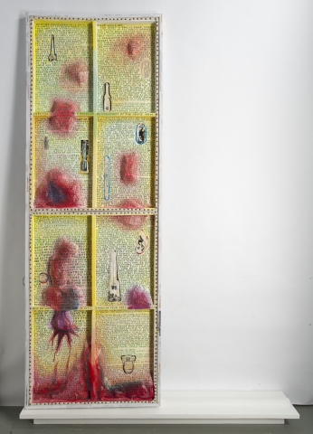 "Letter From the Grave" As High As Heaven Acrylic, ink, gouache, papier mâché on canvas
