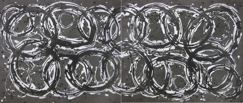 Kiyoshi Otsuka Paintings black and  white acrylic on canvas