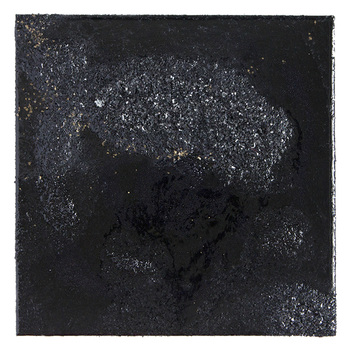 Kristin Schattenfield-Rein The Liminal State Shattered Glass, Sand, Microbeads, Gold Leaf,  Resin & Enamel on Birch Panel