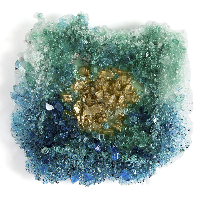 Kristin Schattenfield-Rein The Liminal State Glass, Gold Leaf, Microbeads, German Glitter Glass, Enamel & Resin on Birch Panel