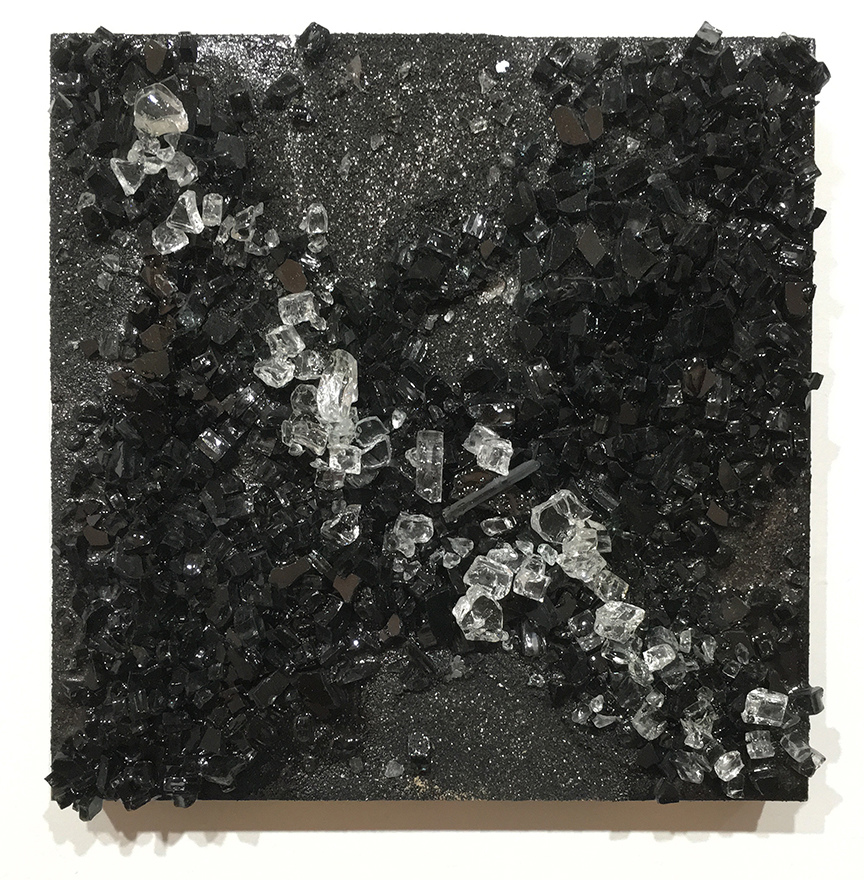 Kristin Schattenfield-Rein Recent Work Glass, Sand, Resin, Gold Dust & Acrylic Ink on Birch Panel