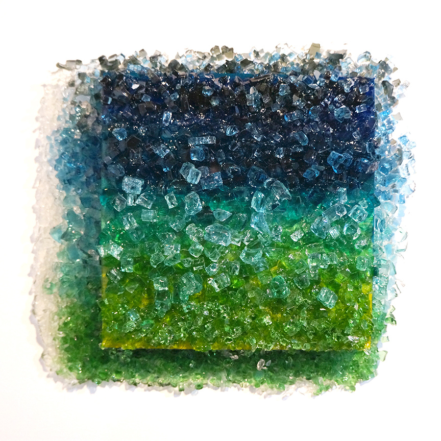 Kristin Schattenfield-Rein Recent Work Glass, Resin & Acrylic Ink on Birch Panel