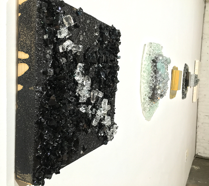 Kristin Schattenfield-Rein The Liminal Gates Glass, Sand, Resin, Graphite Flake & Acrylic Ink on Birch Panel