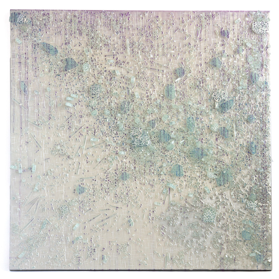 Kristin Schattenfield-Rein Selected Works Glass, Resin & Acrylic Ink on Birch Panel