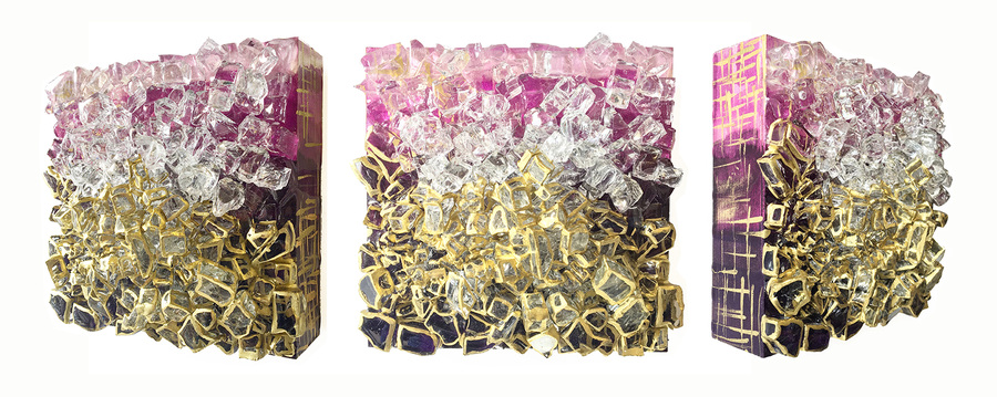 Kristin Schattenfield-Rein Recent Work Glass, Gold Dust, Resin, Enamel & Acrylic Ink on Birch Panel